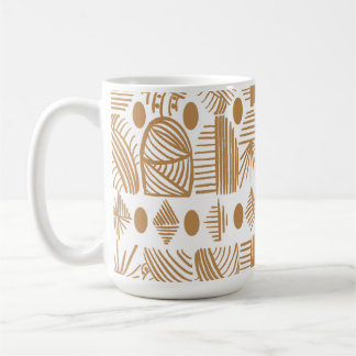 Caraïbisch Tribal Mudcloth: Wit, Goud Koffiemok