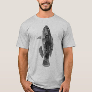 Caraïbisch tropisch rif vis, zwart, wit en grijs t-shirt
