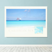 Caraïbisch Zee — Afdruk van schildpad Canvas Afdruk (Insitu (Houten vloer))