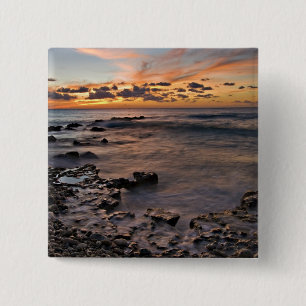 Caraïbisch Zee, Kaaimaneilanden. Crashwaves 2 Vierkante Button 5,1 Cm