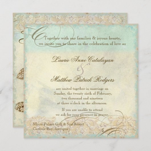 Caraïbisch Zee Turtle Modern Coastal Ocean Beach Kaart (Voorkant / Achterkant)