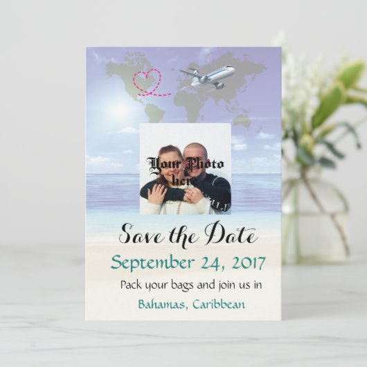 Caraïbische bestemming Weddenschap Opslaan datumka Save The Date (Staand voorkant)