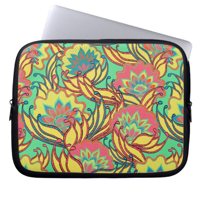 Caraïbische kleuren Boho Floral Pattern Laptop Sleeve (Voorkant)