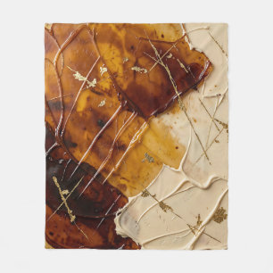 Caramel Amber Harsen Goudblad Abstract Fleece Deken
