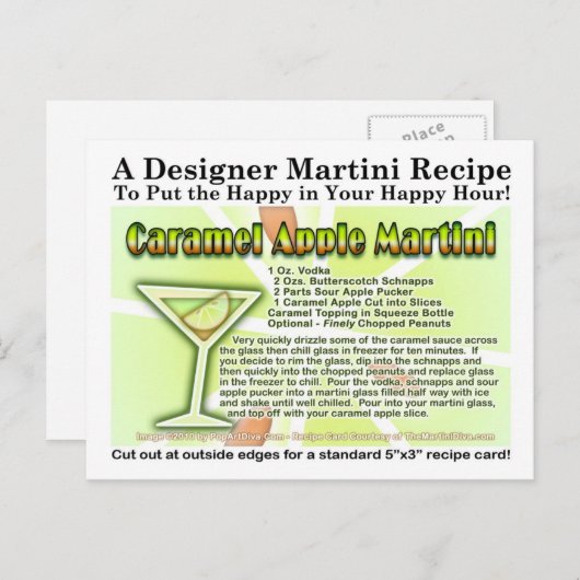 Caramel Apple Candy Martini Recette Carte postale (Devant / Derrière)