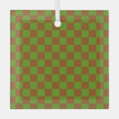 Caramel apple checkered board pattern glas ornament (Voorkant)
