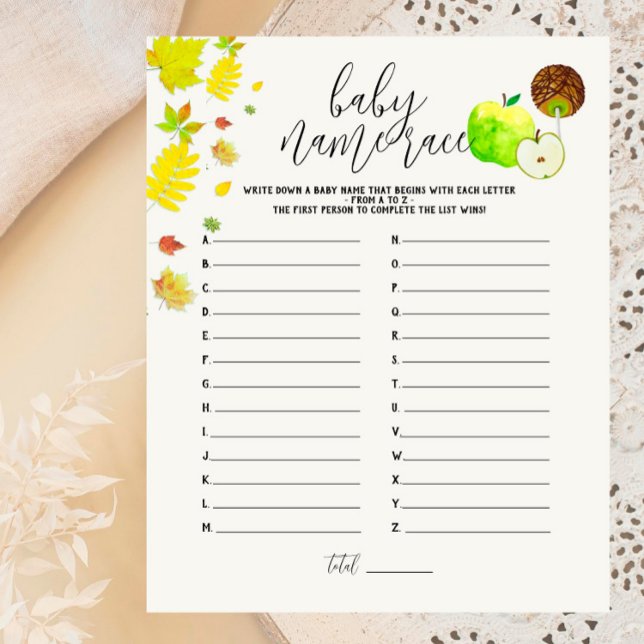 Caramel Apple Green Baby shower Name Race Game (Creator heeft geüpload)