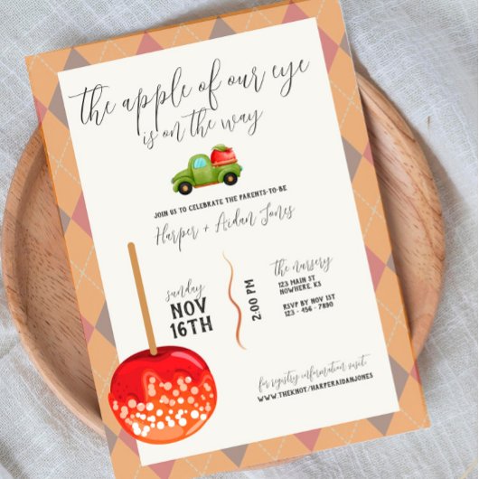 Caramel Apple - Red Baby shower Invitation Kaart