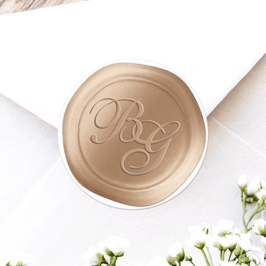 Caramel Calligraphie Monogramme Stickers cire