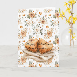 Caramel Cream Hart Kussens Deken Bloemrijke Liefde Kaart
