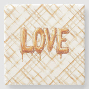 Caramel Cream Strepen Liefde Stenen Onderzetter