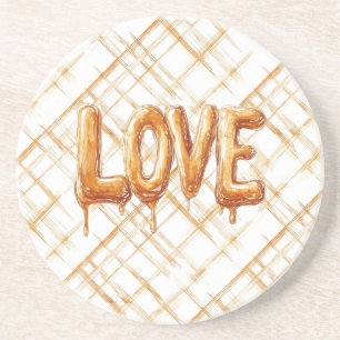 Caramel Cream Strepen Liefde Zandsteen Onderzetter