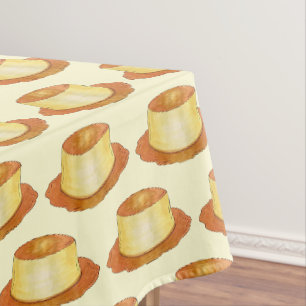 Caramel Custard Flan Spaanse voedseldessert Tafelkleed