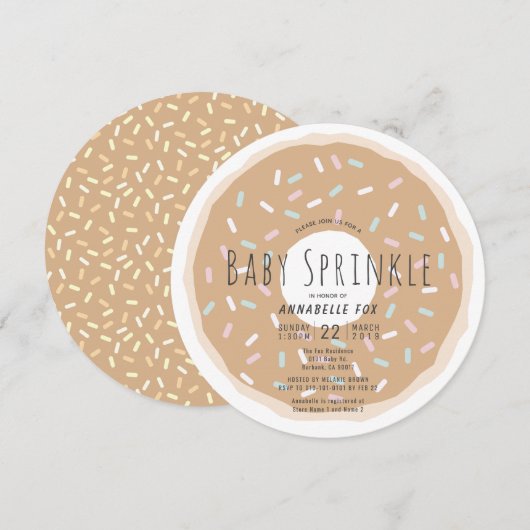 Caramel Donut Baby Sprinkle Douche Circle Kaart (Voorkant / Achterkant)