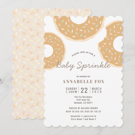 Caramel Donut Baby Sprinkle Shower Kaart (Voorkant / Achterkant)