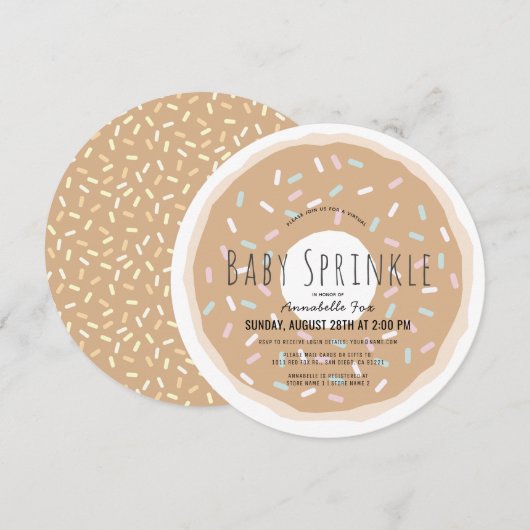Caramel Donut Virtual Baby Sprinkle Douche Circle Kaart (Voorkant / Achterkant)