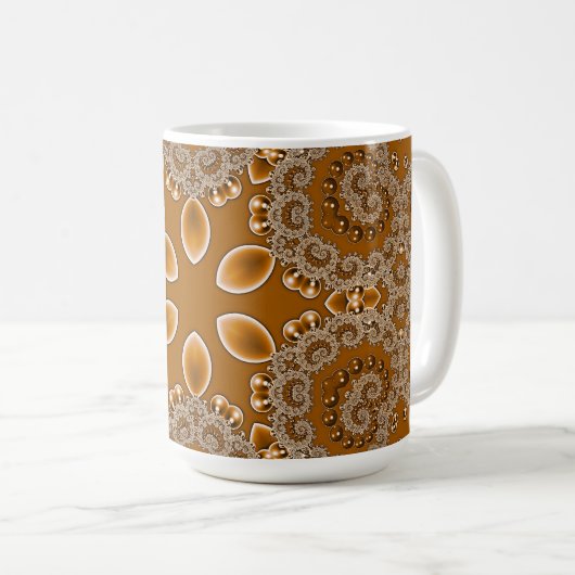 Caramel Fractal Lace Koffiemok (Voorkant rechts)