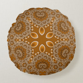 Caramel Fractal Lace Rond Kussen