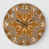 Caramel Fractal Lace Round Clock Grote Klok (Voorkant)
