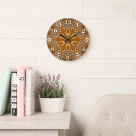 Caramel Fractal Lace Round Clock Grote Klok