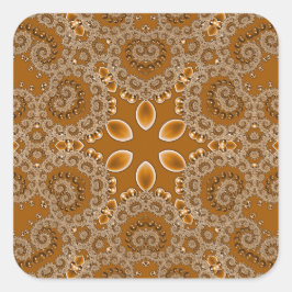 Caramel Fractal Lace Vierkante Sticker