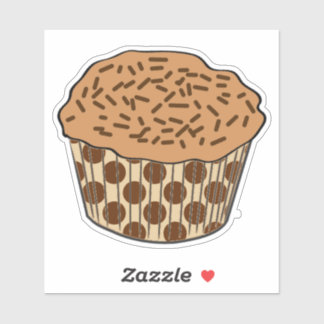 Caramel Frosted Cupcake met sprinken Sticker