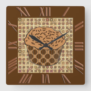 Caramel Frosted Cupcake met sprinken Vierkante Klok