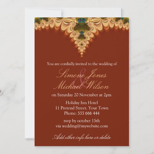 Caramel Lace Monogramme Mariage Invitations (Dos)