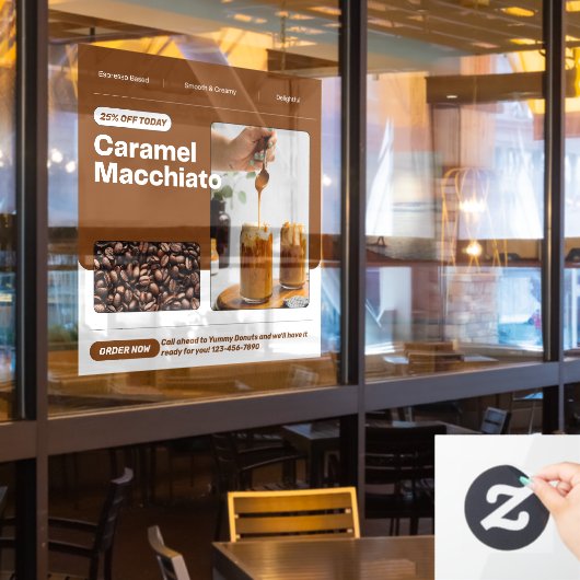 Caramel Macchiato Promo Prijskorting aanpassen Raamsticker (Restaurant Raam)