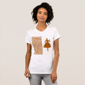 Caramel Modern Houndstooth met Mode Silhouette T-shirt (Voorkant volledig)