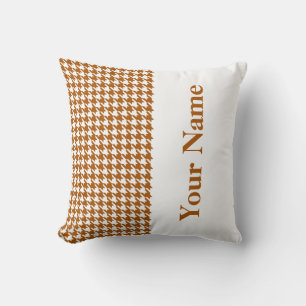 Caramel Modern Houndstooth met naam Kussen