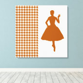 Caramel Modern Houndstooth w/mode Silhouette Canvas Afdruk (Insitu (Houten vloer))