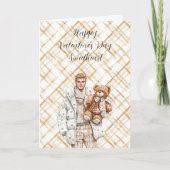 Caramel Valentijnsdag Man Teddybeer Kaart (Voorkant)