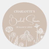 Caramel  Wildflowers Geschetste bloemen  Ronde Sticker (Voorkant)