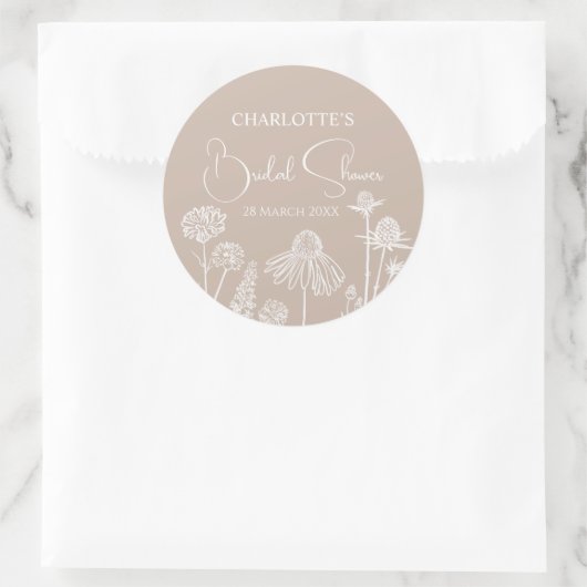 Caramel  Wildflowers Geschetste bloemen  Ronde Sticker (Tas)