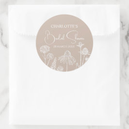 Caramel  Wildflowers Geschetste bloemen  Ronde Sticker