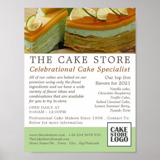 Caramelkoekjes, suikerwerk, Adverteren Cake Store Poster (Voorkant)