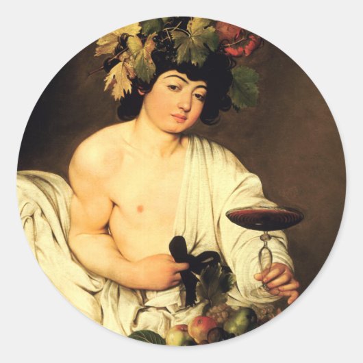 Caravaggio Bacchus-Stickers Ronde Sticker (Voorkant)
