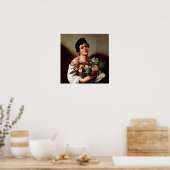 Caravaggio-Boy met fruitmand Poster (Keuken)