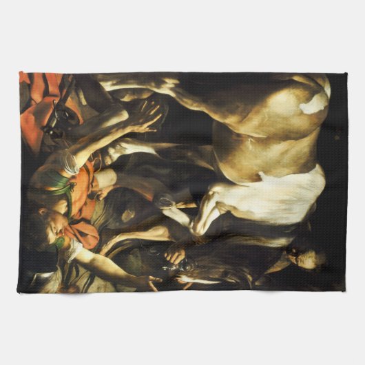 Caravaggio Conversion of St. Paul Kitchen Towel Theedoek (Horizontaal)