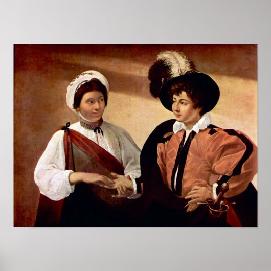 Caravaggio-De waarzegger van het fortuin Poster (Voorkant)