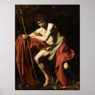 Caravaggio - Johannes de Doper in de wildernis Poster