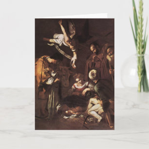 Caravaggio - Nativiteit met St Francis & St Lawren Feestdagen Kaart