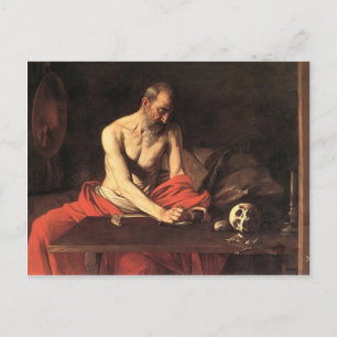 Caravaggio- Saint Jerome Writing Briefkaart