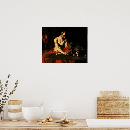 Caravaggio - Saint Jerome Writing Poster (Keuken)