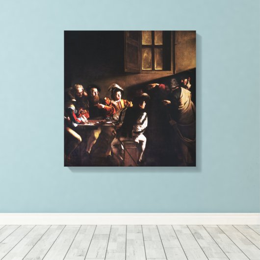 Caravaggio The Calling of Saint Matthew Canvas Afdruk (Insitu (Houten vloer))