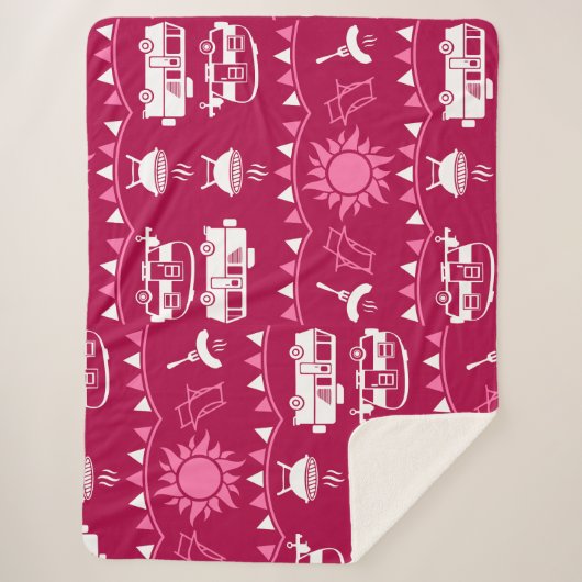 Caravan Camping Home Decor Sherpa Deken (Voorkant)
