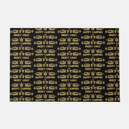 Caravan Happy Kerstmis Camping Deurmat (Voorkant)