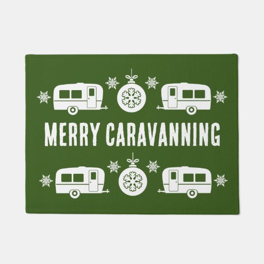 Caravan Happy Kerstmis Camping Deurmat (Voorkant)