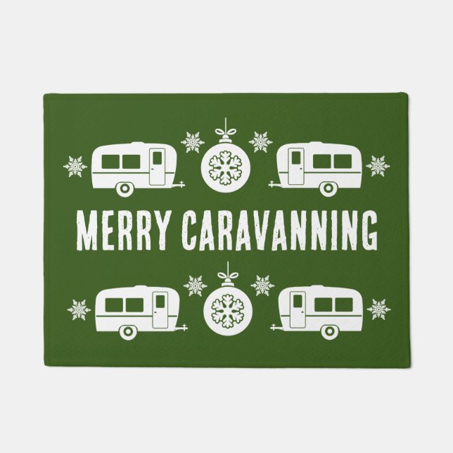 Caravan Happy Kerstmis Camping Deurmat (Voorkant)